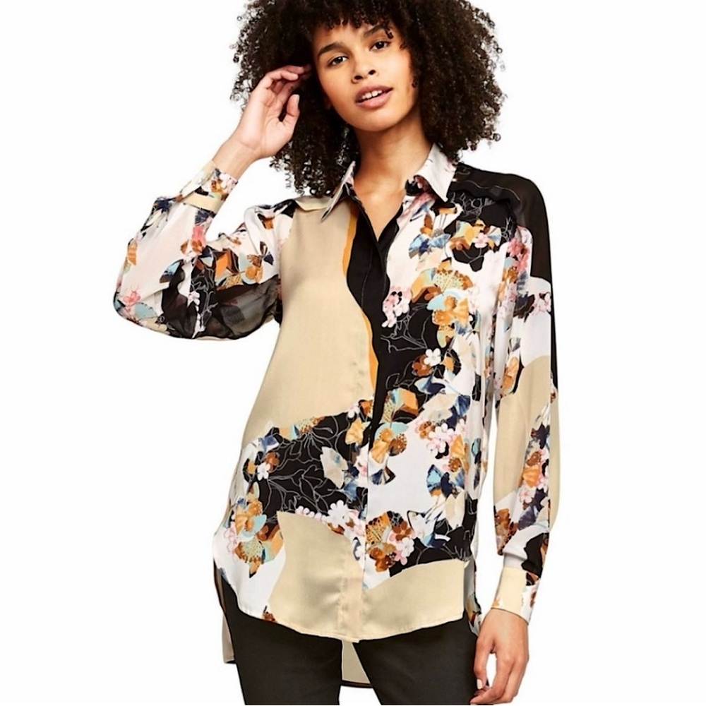 3.1 Phillip Lim X Target Floral Button Up Blouse Sz M Summer Spring Easter Party - Picture 1 of 15